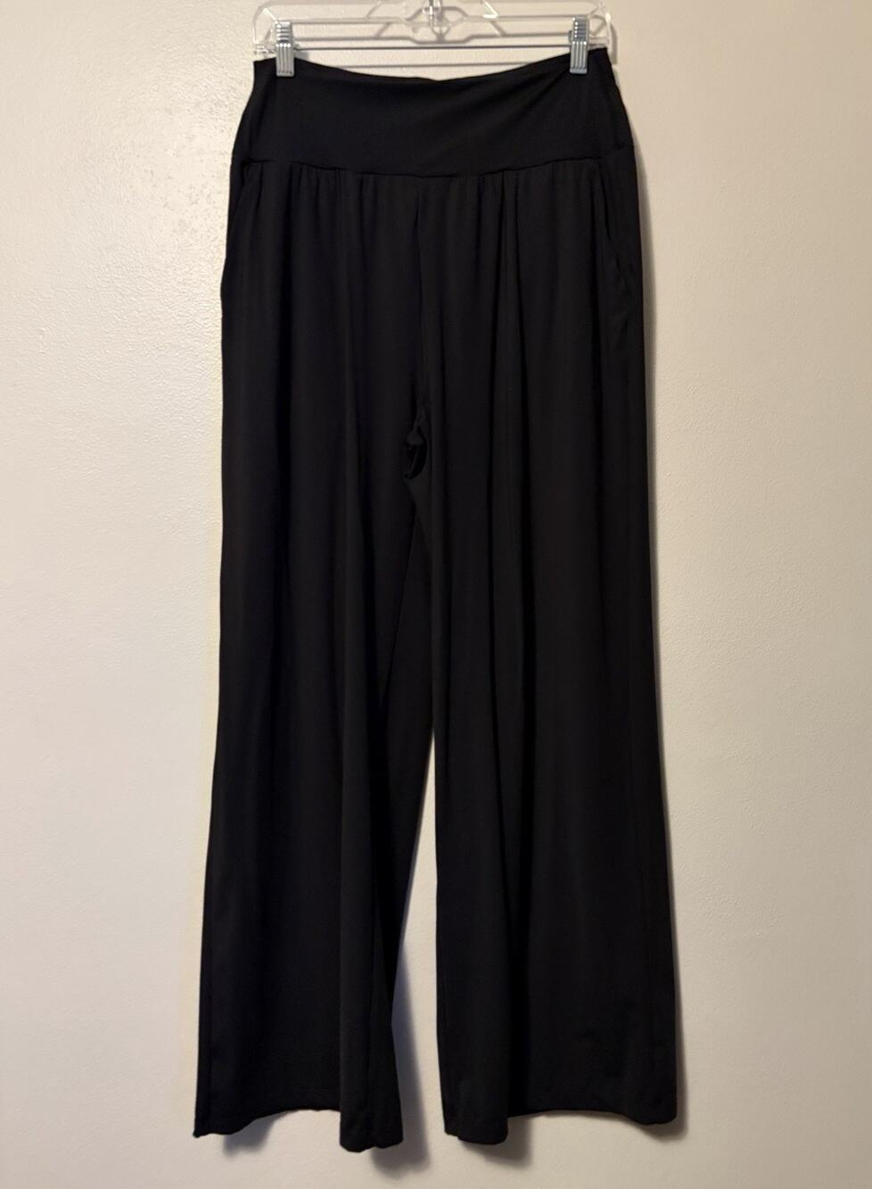 Halara Women's High Rise Wide Leg Pull-On Pants Pockets Size Large Black